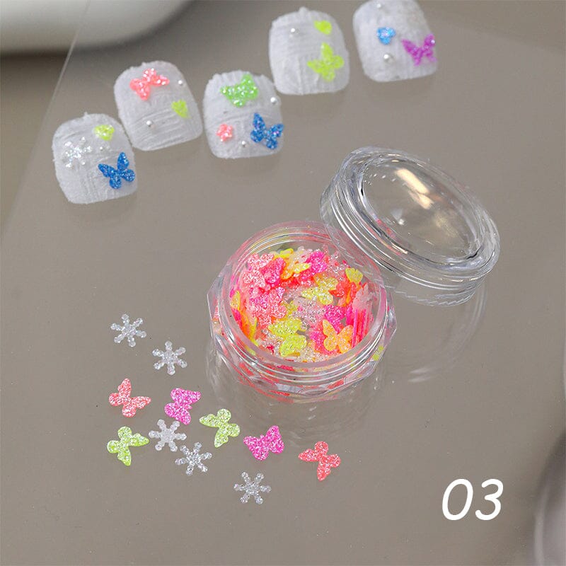Multicolor Butterfly Snowflake Nail Sequins Decoration #03 Nail Decoration No Brand 