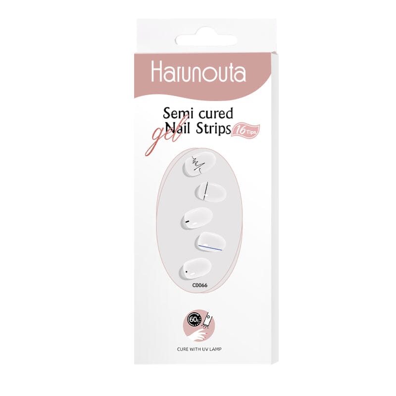16 Tips Black Lines Semi-cured Gel Nail Wraps C0066 Nail Sticker Harunouta 