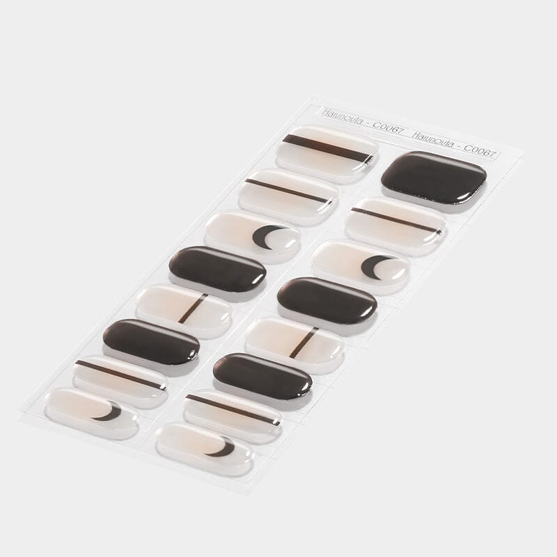 16 Tips Black Lines Moon Semi-cured Gel Nail Wraps C0067 Nail Sticker Harunouta 