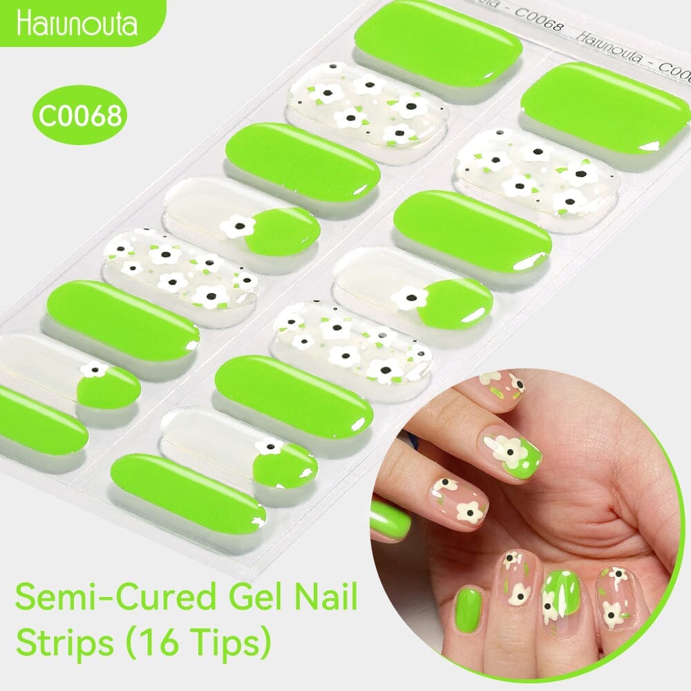 16 Tips Semi-cured Gel Nail Wraps C0057-C0071 Nail Sticker Harunouta C0068 