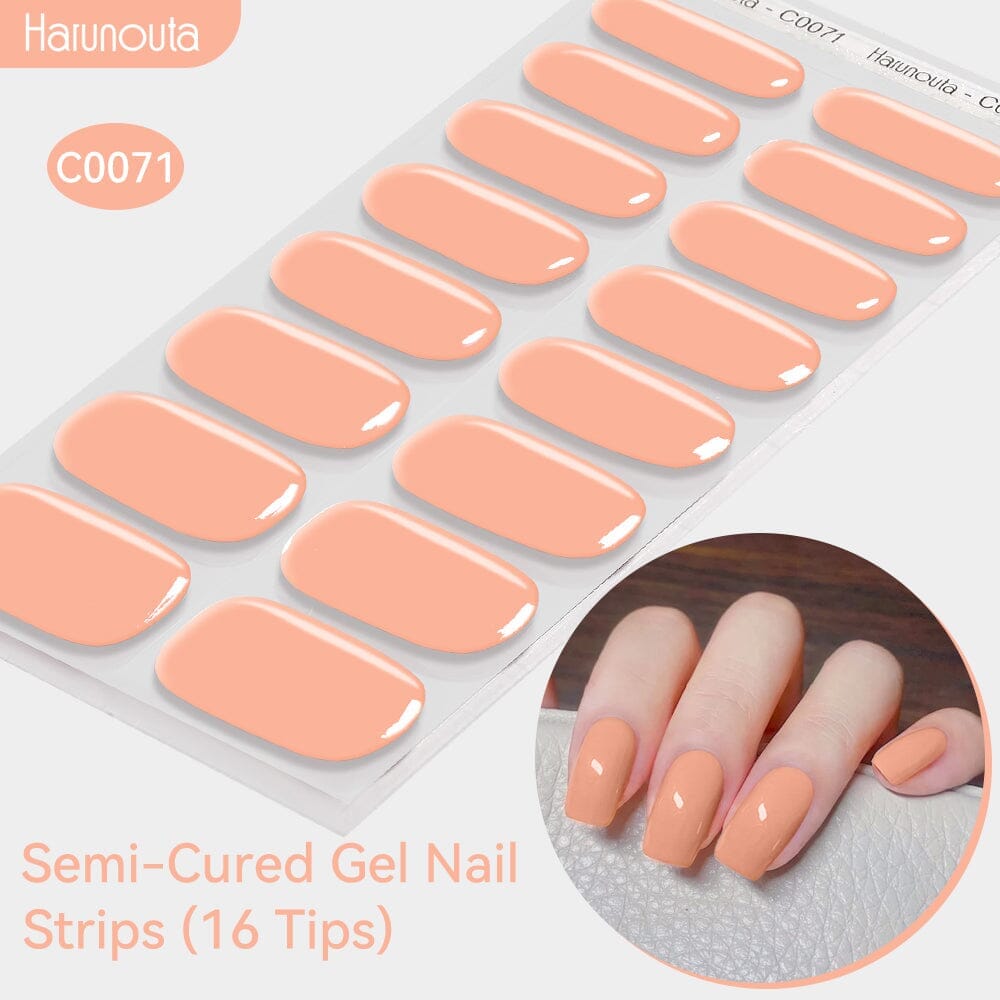 16 Tips Orange Semi-cured Gel Nail Wraps C0071 Nail Sticker Harunouta 