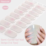 16 Tips Pink Glitter Butterfly Semi-cured Gel Nail Wraps C0059 Nail Sticker Harunouta 