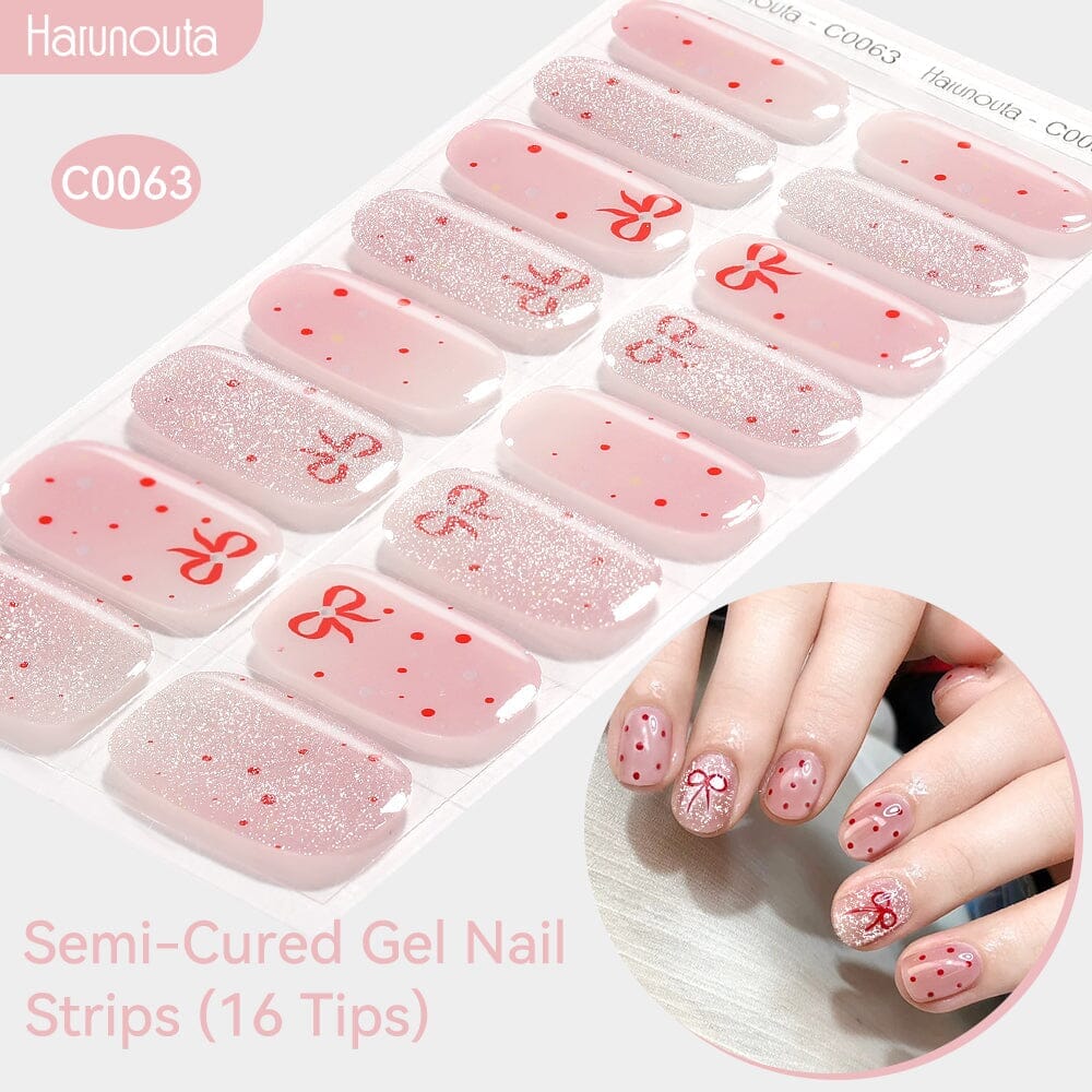 16 Tips Semi-cured Gel Nail Wraps C0057-C0071 Nail Sticker Harunouta C0063 