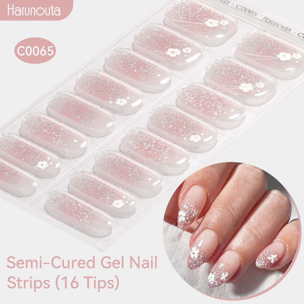 16 Tips Semi-cured Gel Nail Wraps C0057-C0071 Nail Sticker Harunouta C0065 