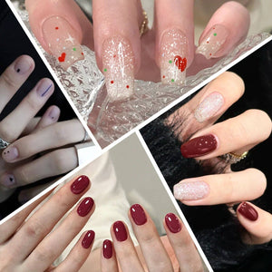 16 Tips White Flower Glitter Semi-cured Gel Nail Wraps C0065 Nail Sticker Harunouta 