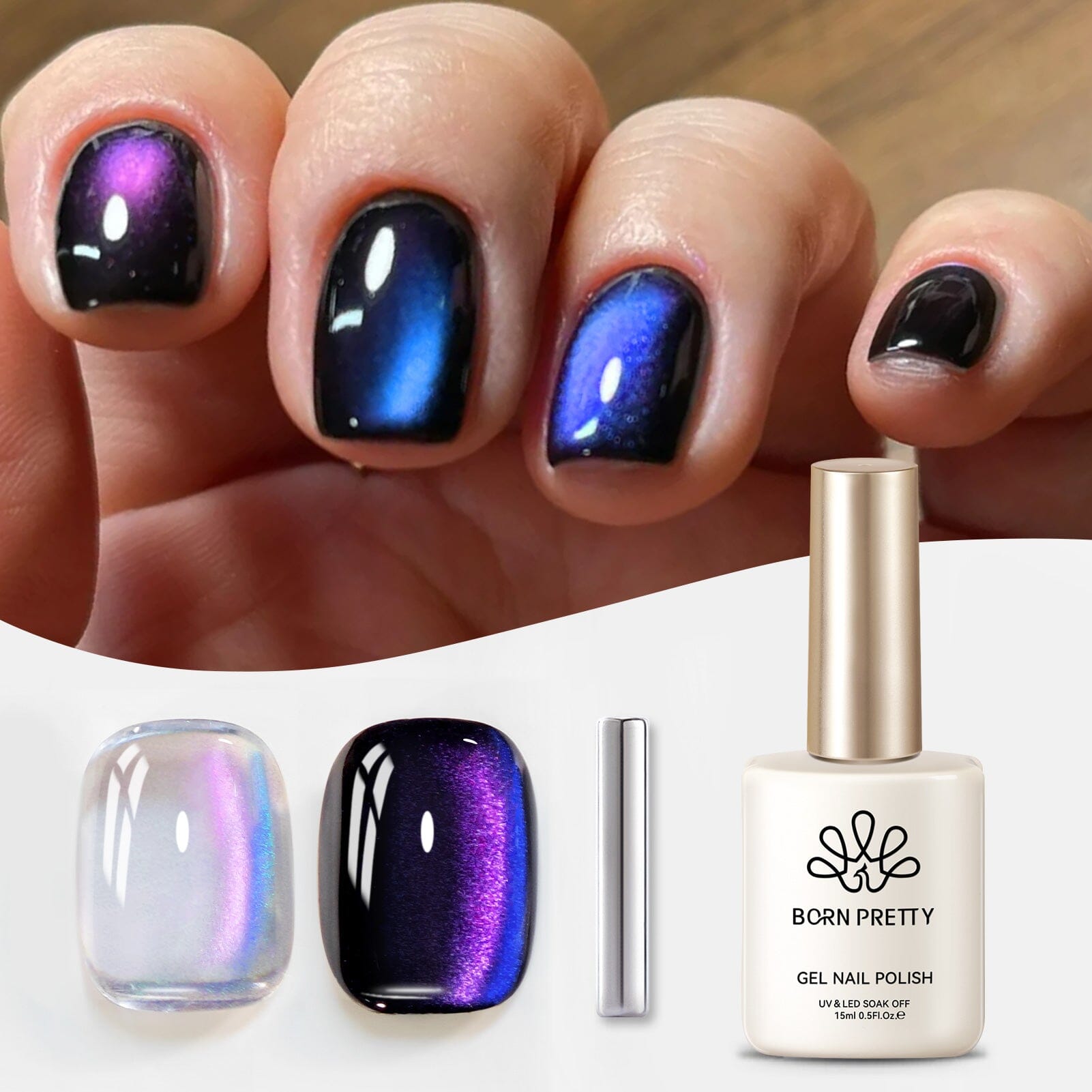 Purple Chameleon Cat Magnetic Gel Polish MY51 Heaven Purple 15ml Gel Nail Polish BORN PRETTY 