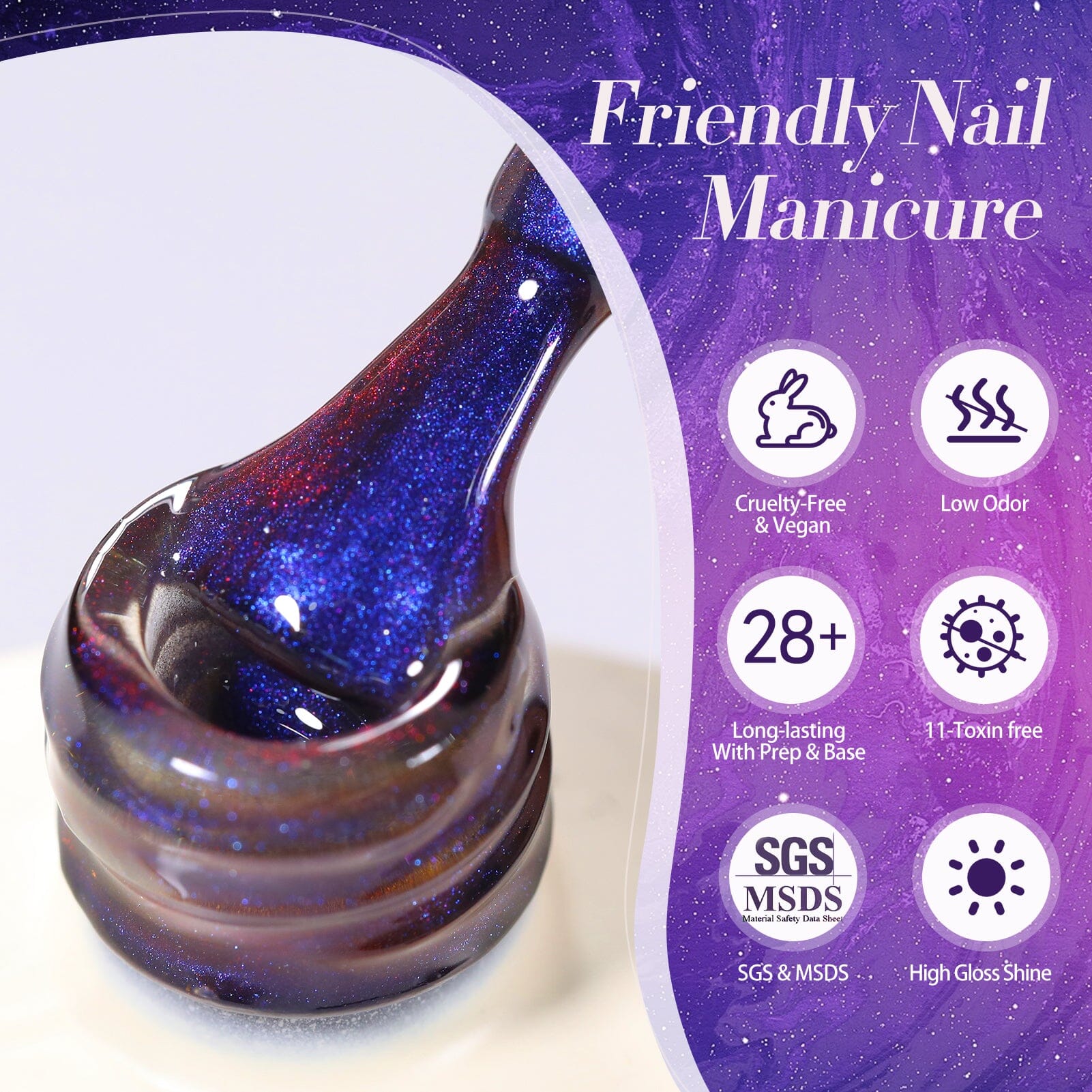 Purple Chameleon Cat Magnetic Gel Polish MY51 Heaven Purple 15ml Gel Nail Polish BORN PRETTY 