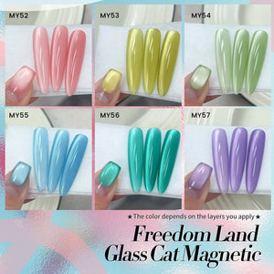 6 Colors Glass Cat Magnetic Gel Polish Set M06 Freedom Land 7ml Gel Nail Polish BORN PRETTY 