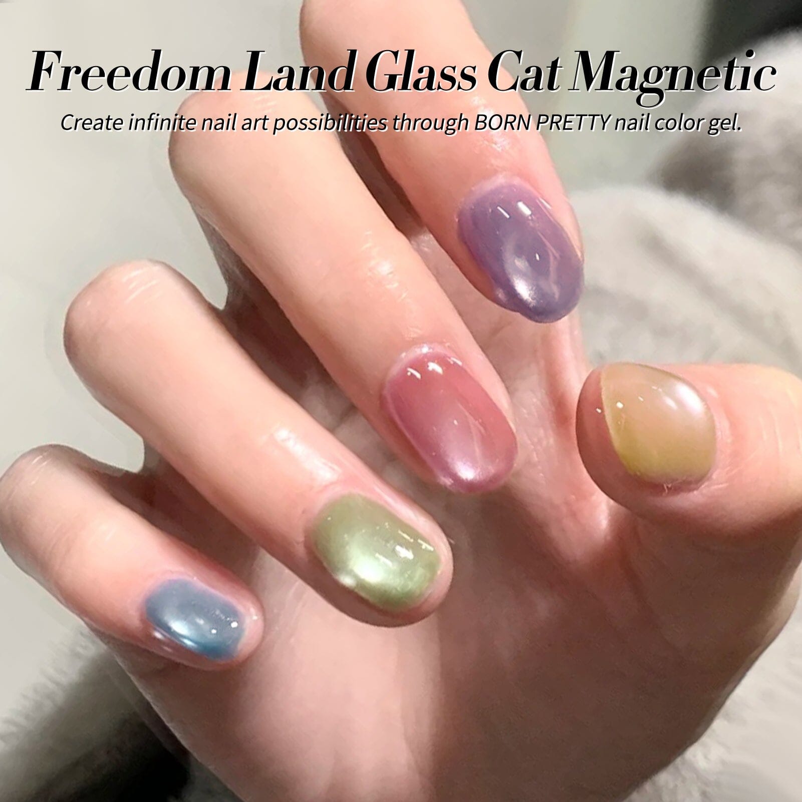 6 Colors Glass Cat Magnetic Gel Polish Set M06 Freedom Land 7ml Gel Nail Polish BORN PRETTY 