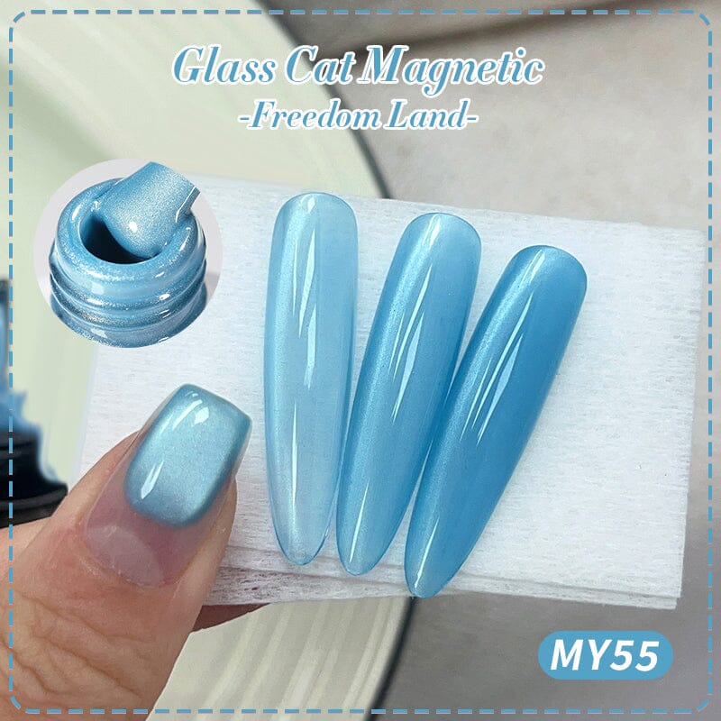 Blue Glass Cat Magnetic Gel Polish Freedom Land MY55 10ml Gel Nail Polish BORN PRETTY 