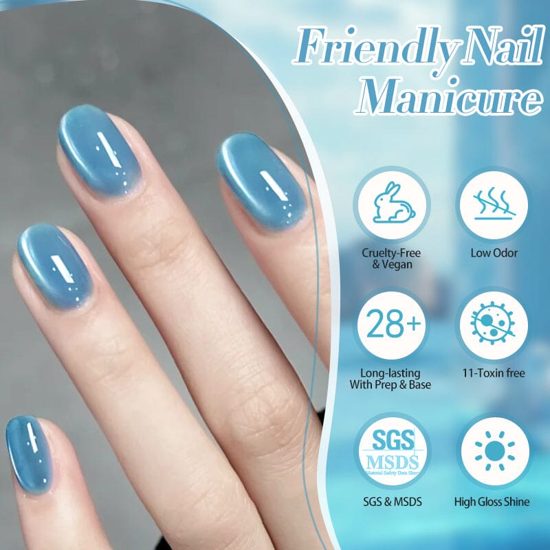 Blue Glass Cat Magnetic Gel Polish Freedom Land MY55 10ml Gel Nail Polish BORN PRETTY 