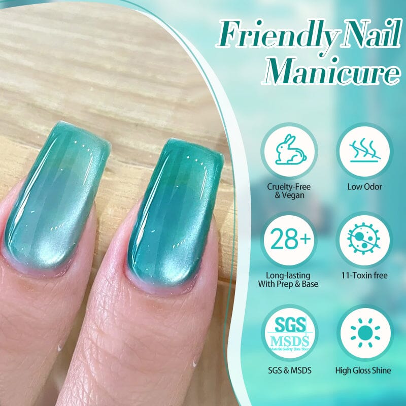 Green Glass Cat Magnetic Gel Polish Freedom Land MY56 10ml Gel Nail Polish BORN PRETTY 