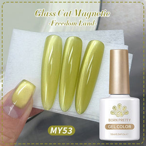 Yellow Glass Cat Magnetic Gel Polish Freedom Land MY53 10ml Gel Nail Polish BORN PRETTY 