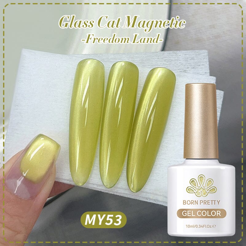 Yellow Glass Cat Magnetic Gel Polish Freedom Land MY53 10ml Gel Nail Polish BORN PRETTY 