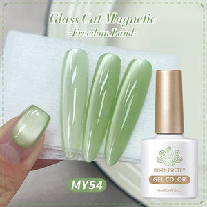 Green Glass Cat Magnetic Gel Polish Freedom Land MY54 10ml Gel Nail Polish BORN PRETTY 