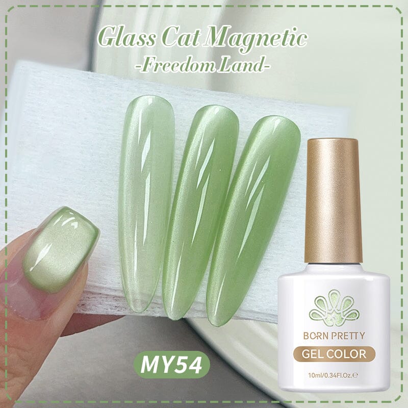 Green Glass Cat Magnetic Gel Polish Freedom Land MY54 10ml Gel Nail Polish BORN PRETTY 