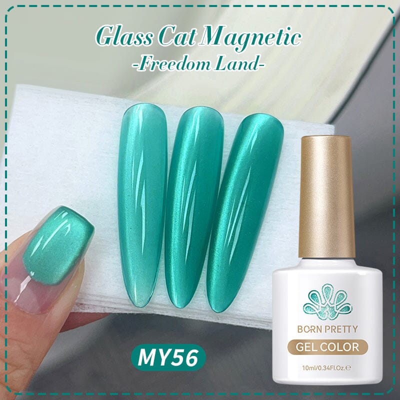 Green Glass Cat Magnetic Gel Polish Freedom Land MY56 10ml Gel Nail Polish BORN PRETTY 