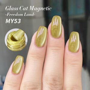 Yellow Glass Cat Magnetic Gel Polish Freedom Land MY53 10ml Gel Nail Polish BORN PRETTY 