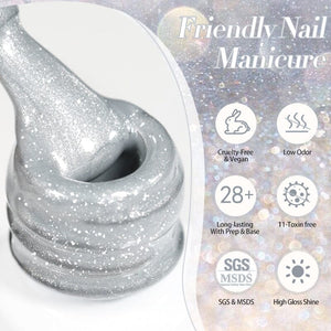 Silver Glitter Cat Magnetic Gel Polish MY58 Mambo Ice 10ml Gel Nail Polish BORN PRETTY 