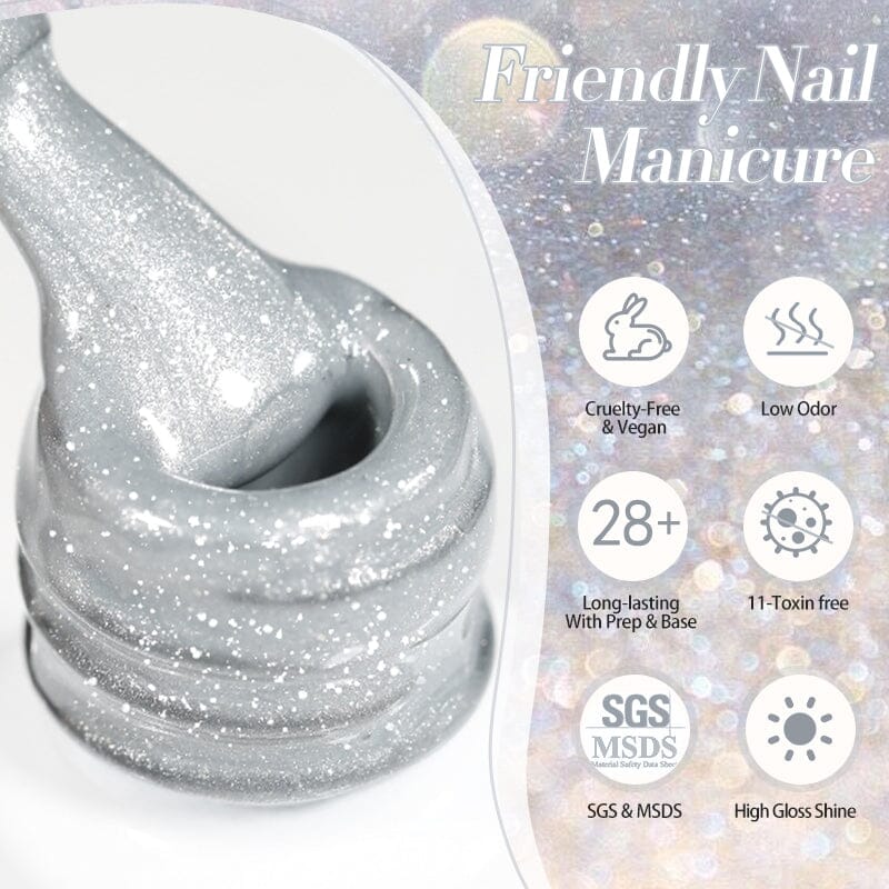 Silver Glitter Cat Magnetic Gel Polish MY58 Mambo Ice 10ml Gel Nail Polish BORN PRETTY 