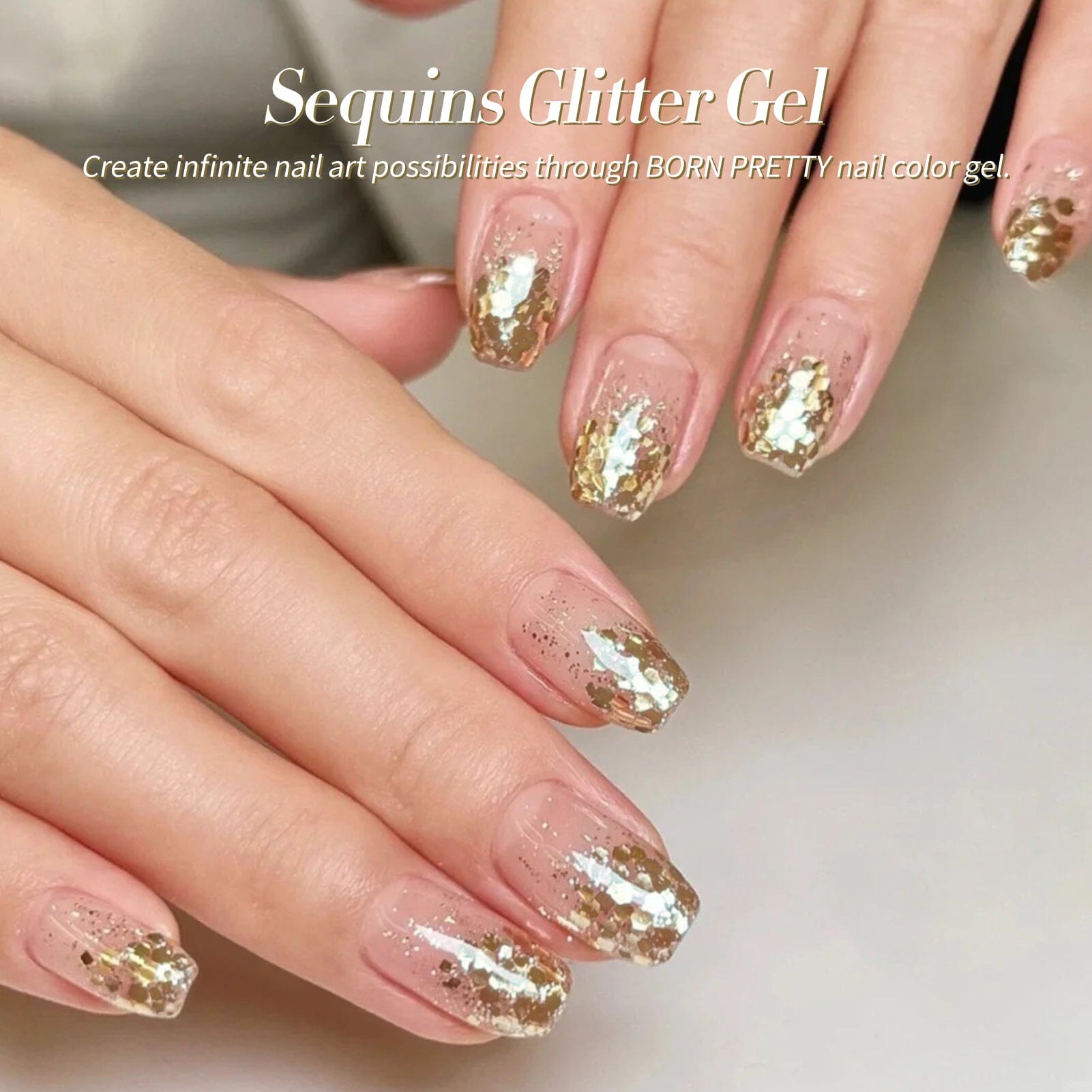 6 Colors Gold Silver Sequins Glitter Gel Polish Set S13 Holiday 7ml Gel Nail Polish BORN PRETTY 