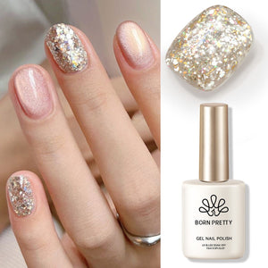 Gold Colorful Sequins Glitter Gel Polish SG06 Sparkle Fly 15ml Gel Nail Polish BORN PRETTY 