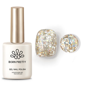 Gold Colorful Sequins Glitter Gel Polish SG06 Sparkle Fly 15ml Gel Nail Polish BORN PRETTY 