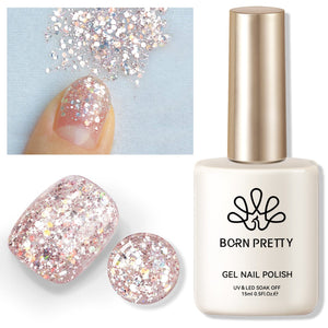Pink Colorful Sequins Glitter Gel Polish SG07 Pink Crystal 15ml Gel Nail Polish BORN PRETTY 