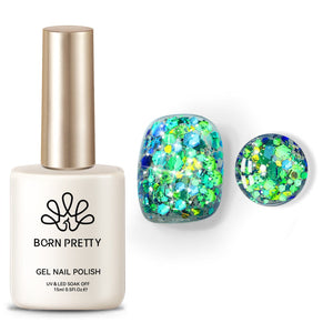 Green Colorful Sequins Glitter Gel Polish SG11 Peacock 15ml Gel Nail Polish BORN PRETTY 
