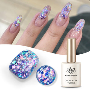 Purple Colorful Sequins Glitter Gel Polish SG12 Crape Myrtle 15ml Gel Nail Polish BORN PRETTY 