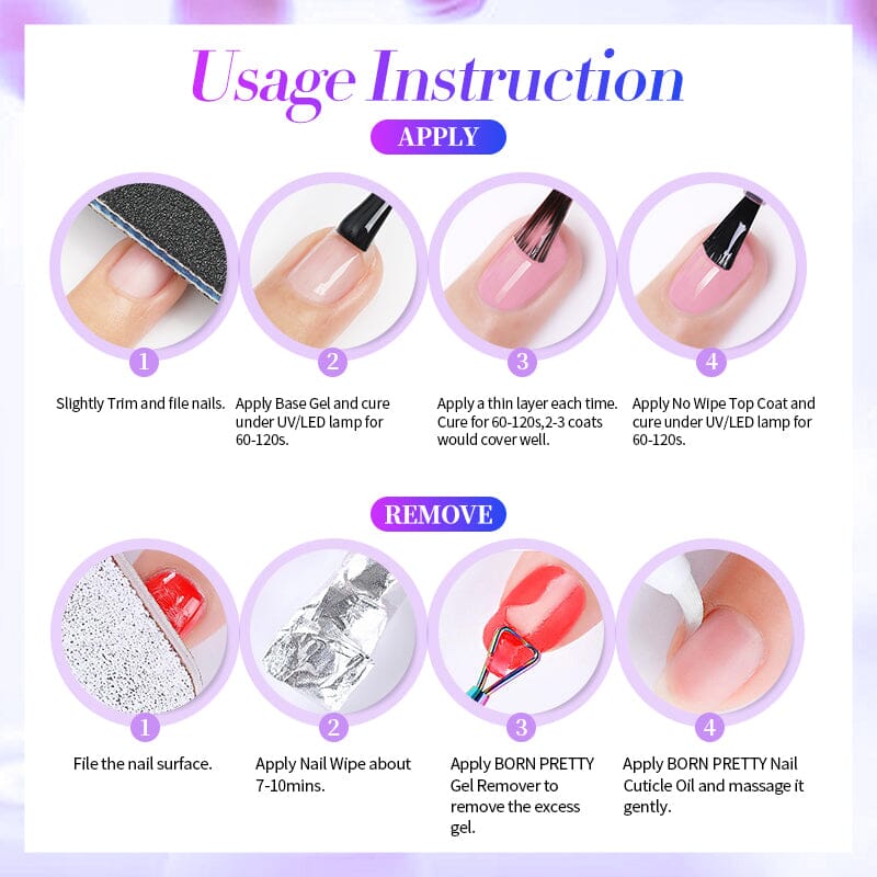 Purple Colorful Sequins Glitter Gel Polish SG12 Crape Myrtle 15ml Gel Nail Polish BORN PRETTY 