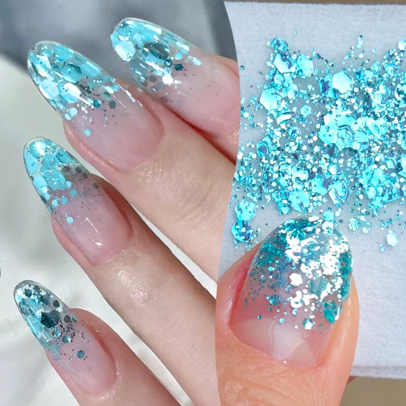 Blue Glitter Sequins Gel Polish SG15 Sea Salt 10ml Gel Nail Polish BORN PRETTY 