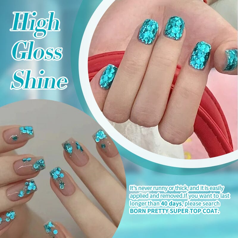 Blue Glitter Sequins Gel Polish SG15 Sea Salt 10ml Gel Nail Polish BORN PRETTY 
