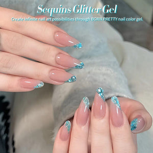 Blue Glitter Sequins Gel Polish SG15 Sea Salt 10ml Gel Nail Polish BORN PRETTY 