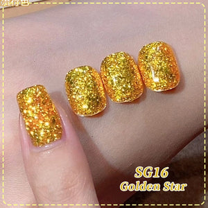 Gold Glitter Sequins Gel Polish SG16 Golden Star 10ml Gel Nail Polish BORN PRETTY 