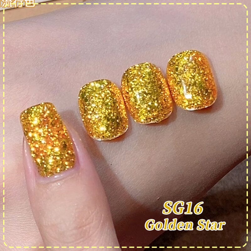 Gold Glitter Sequins Gel Polish SG16 Golden Star 10ml Gel Nail Polish BORN PRETTY 