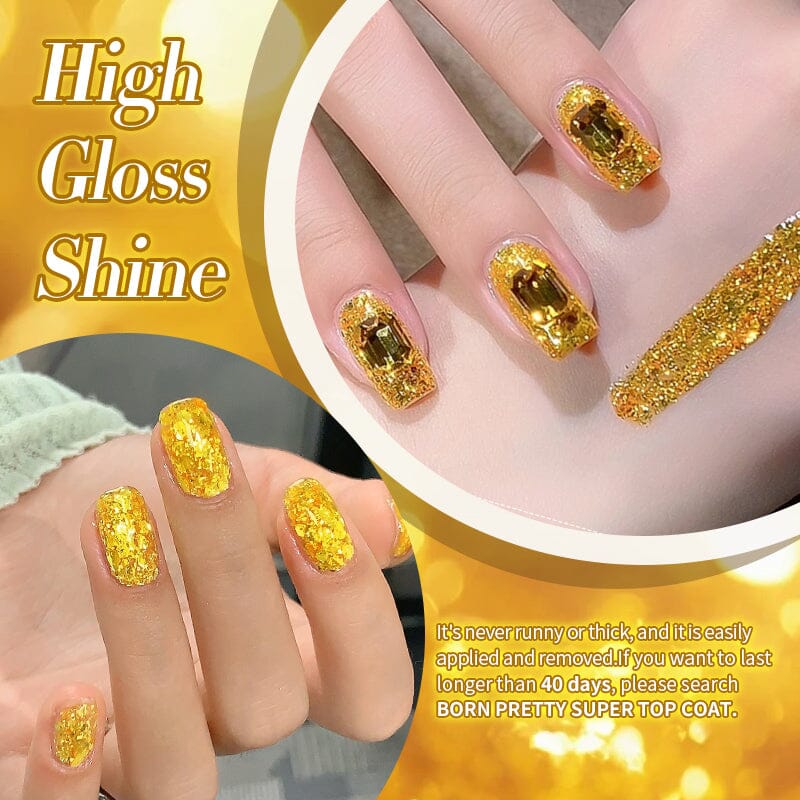 Gold Glitter Sequins Gel Polish SG16 Golden Star 10ml Gel Nail Polish BORN PRETTY 