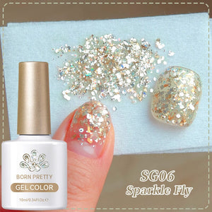 Glitter Sequins Gel Polish SG05-SG16 10ml Gel Nail Polish BORN PRETTY SG06 Sparkle Fly 