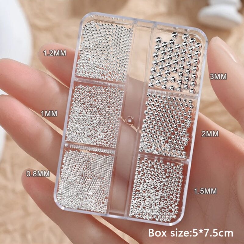 6 Grids Round Stainless Steel Beads Nail Decoration Nail Decoration No Brand 03 