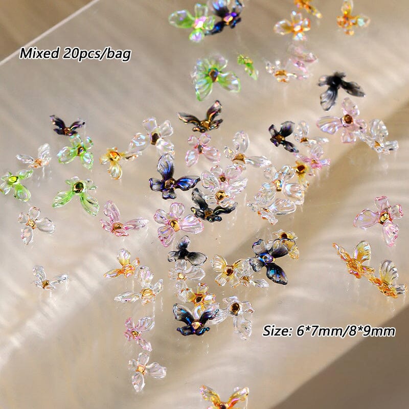 20pcs Ice Transparent Butterflies 3D Nail Decorations Nail Decoration No Brand 01 
