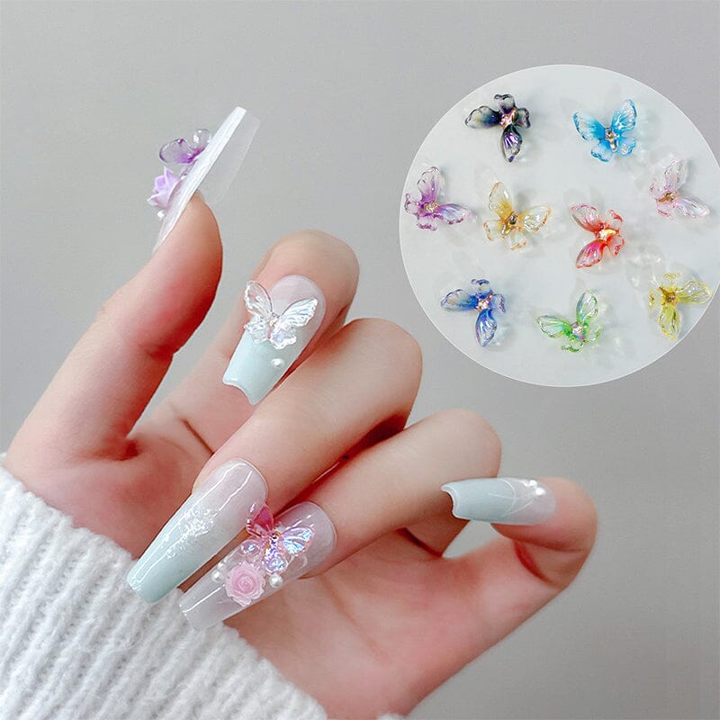 20pcs Ice Transparent Butterflies 3D Nail Decorations Nail Decoration No Brand 