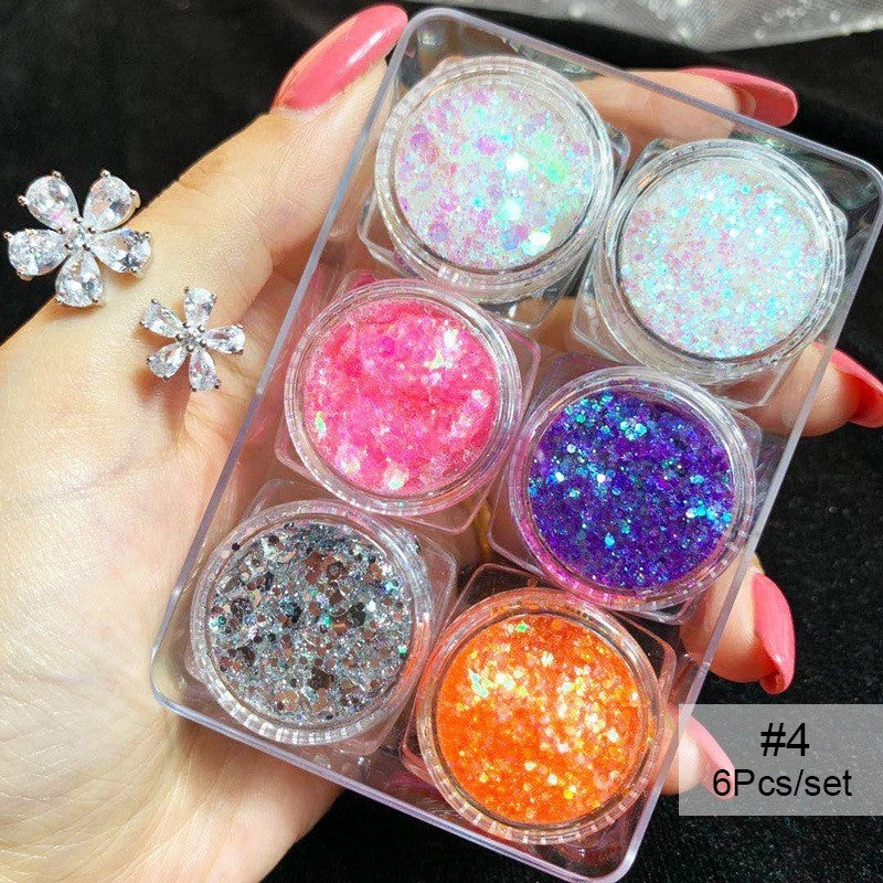 6pcs Hexagon #04 Glitter Sequins Set