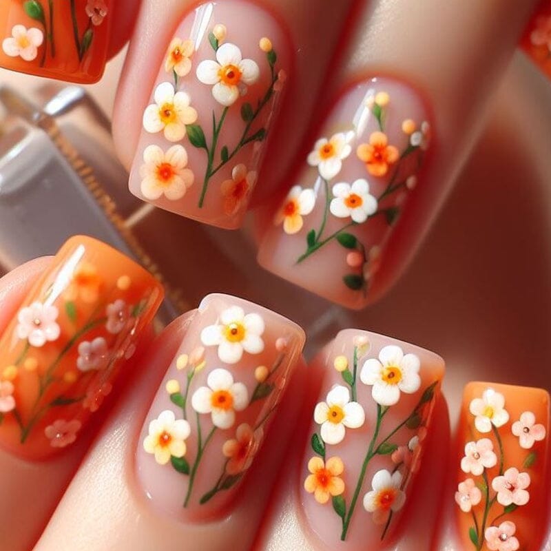 White Yellow Daisy Flowers 5D Nail Stickers 5D-K349 Nail Sticker No Brand 