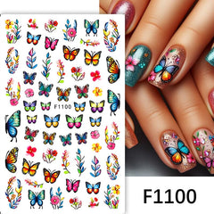 Multicolor Butterfly Flowers 3D Nail Stickers F1100 Nail Sticker No Brand 