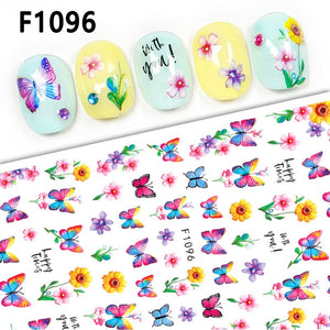 Multicolor Butterfly Flowers 3D Nail Stickers F1096 Nail Sticker No Brand 