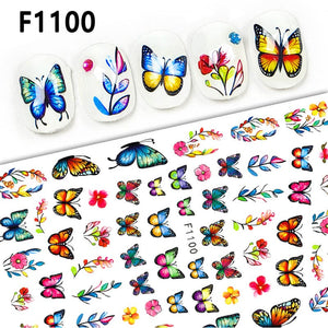 Multicolor Butterfly Flowers 3D Nail Stickers F1100 Nail Sticker No Brand 