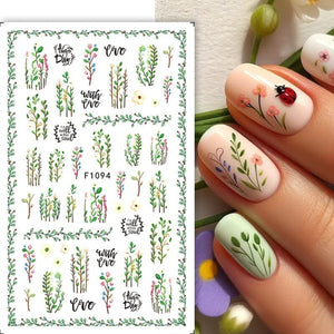 Blue Butterfly Flowers 3D Nail Stickers F1097 Nail Sticker No Brand 