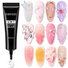 4 In 1 Rhinestone Glue 15ml Gel Nail Polish NICOLE DIARY 