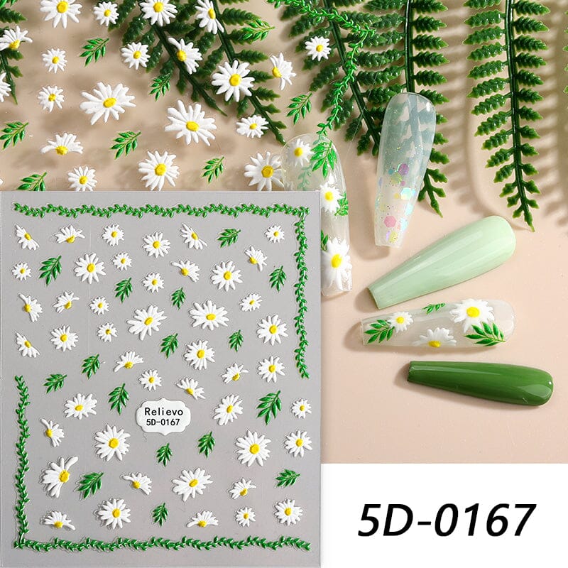 5D Embossed Flowers Nail Sticker Nail Sticker No Brand 02 
