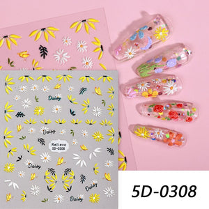 5D Embossed Flowers Nail Sticker Nail Sticker No Brand 05 